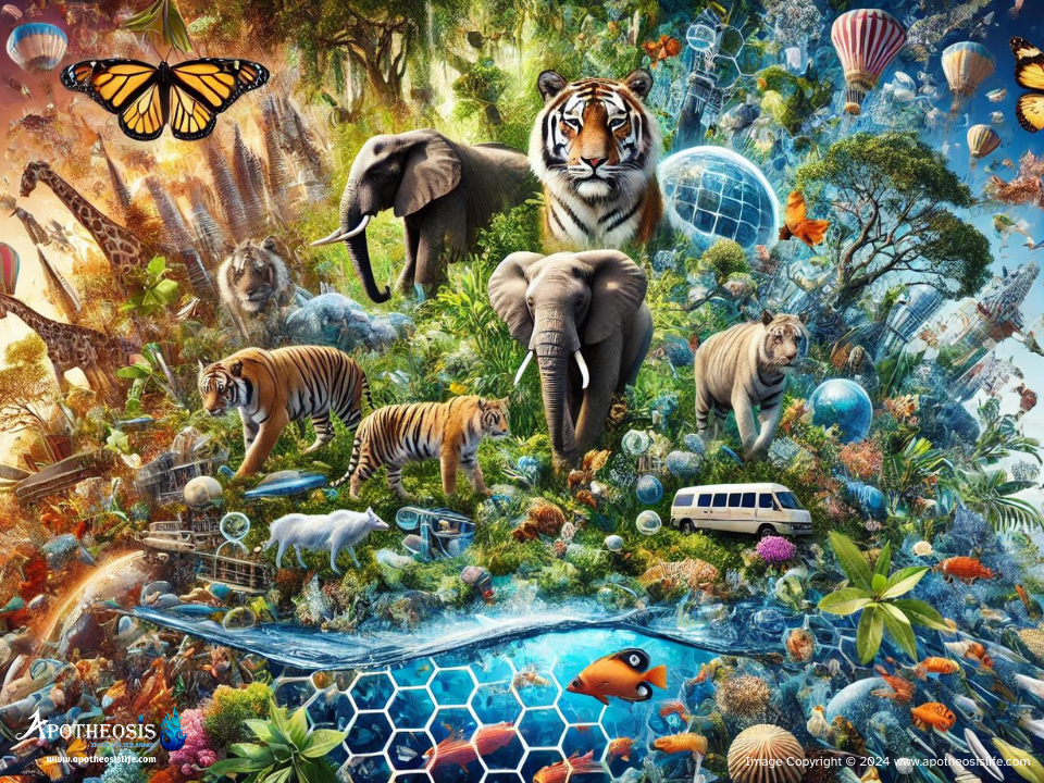 Montage of diverse species and ecosystems, emphasizing the importance of biodiversity and the need to address the biodiversity crisis.