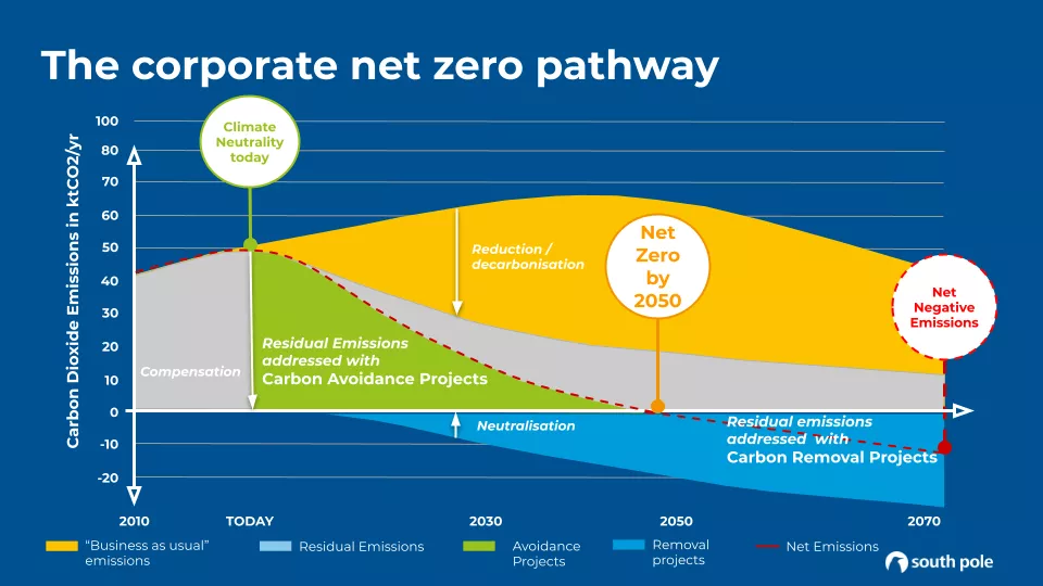 Graphic showing pathways to net zero emissions.